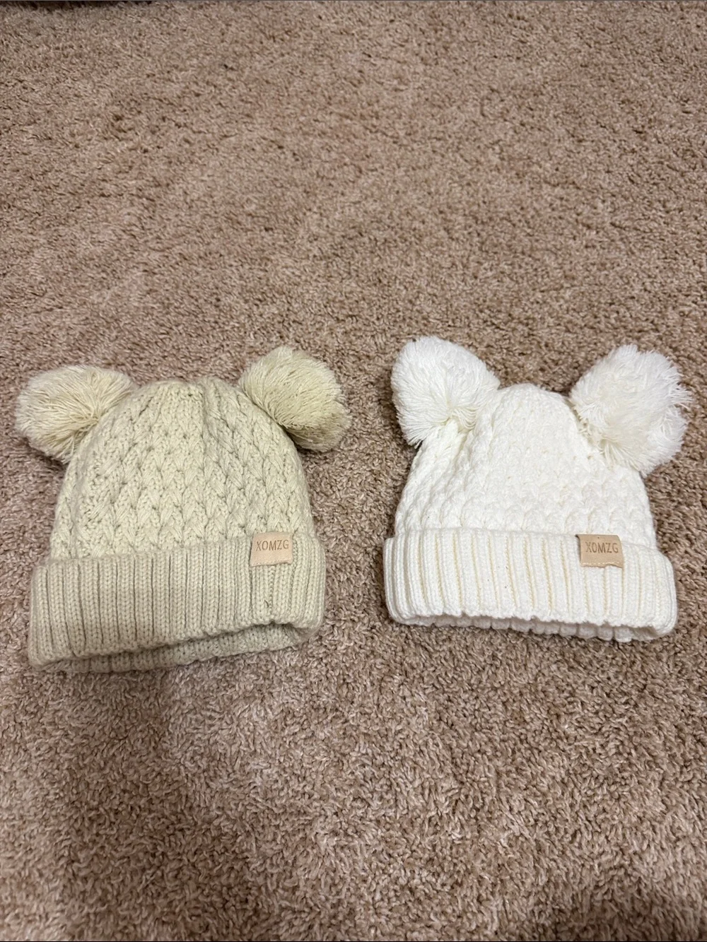 Kids Pom-Pom Knit Beanie - Cream & Ivory